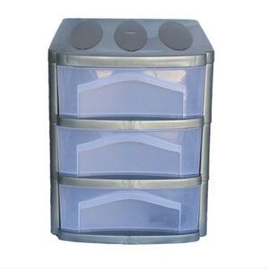 Πλαστική Συρταριέρα 30x40x40cm Γραφείου 3όροφη με Ρόδες Λευκό-Διάφανο BAMA Ιταλίας