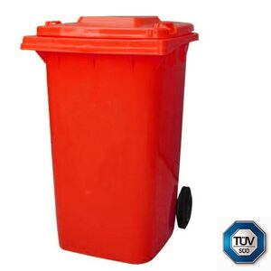 Κάδος Απορριμάτων με Ρόδες 120lt 55x50x95cm Πλαστικός ΒΑΡΕΟΥ ΤΥΠΟΥ 10kg με Χειρολαβή Επαγγελματικός/Κήπου Κόκκινος ICS Ιταλίας