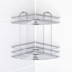 TEKNO-TEL Γωνιακή Ραφιέρα Μπάνιου 27x19x28cm Πάχος Ø5mm Ανοξείδωτο Ατσάλι (INOX)