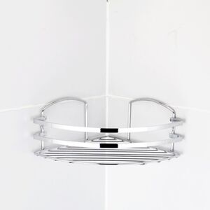 TEKNO-TEL Γωνιακή Ραφιέρα Μπάνιου Τοίχου 32x24x10cm Πάχος Ø5mm Επιχρωμιωμένο Ατσάλι