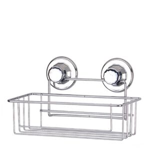 TEKNO-TEL Ραφιέρα Μπάνιου 26x11x14cm Πάχος 7mm Αντοχή 12kg Επιχρωμιωμένο Ατσάλι με Βεντούζα EXTRA STRONG