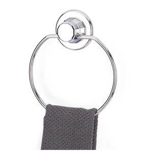 TEKNO-TEL Πετσετοθήκη Μπάνιου Στρογγυλή 17x4x18cm Πάχος Ø7mm Αντοχή 12kg Επιχρωμιωμένο Ατσάλι με Βεντούζα EXTRA STRONG