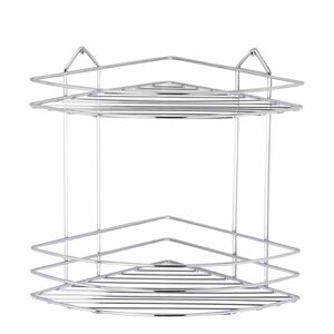 TEKNO-TEL Γωνιακή Ραφιέρα Μπάνιου Τοίχου 2όροφη 32x24x30cm Πάχος Ø4mm Επιχρωμιωμένο Ατσάλι