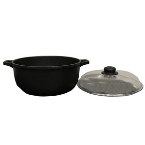 Χύτρα Αντικολλητική 5.3lt Ø26x10cm Πάχος 6mm Βάρος 2.14kg + Πυρεξ Καπάκι Μαύρη