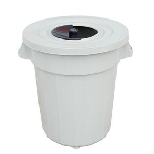 PLANET Κάδος Απορριμάτων 120lt Ø56x67cm Επαγγελματικός Πλαστικός με Καπάκι + Ημικυκλική Θυρίδα Απορριμάτων 3.75kg Γκρι