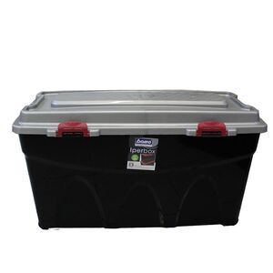 BAMA Ιταλίας Κουτί Αποθήκευσης 80x40x45cm 85lt Πλαστικό με Κλιπς και 4 Ρόδες Μαύρο-Ασημί IPERBOX