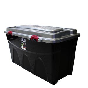 BAMA Ιταλίας Κουτί Αποθήκευσης 80x40x45cm 85lt Πλαστικό με Κλιπς και 4 Ρόδες Μαύρο-Ασημί IPERBOX