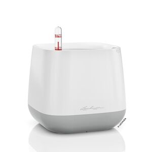 LECHUZA YULA Γλάστρα-Κασπώ 16.5x16.5x15cm Αυτοποτιζόμενη Λευκή-Γκρι Γερμανίας