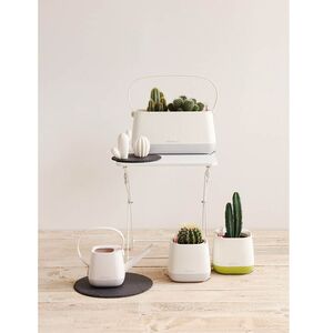 LECHUZA YULA Γλάστρα-Κασπώ 16.5x16.5x15cm Αυτοποτιζόμενη Λευκή-Γκρι Γερμανίας