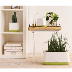 LECHUZA YULA Γλάστρα-Κασπώ 16.5x16.5x15cm Αυτοποτιζόμενη Λευκό-Πράσινο Γερμανίας