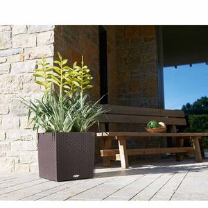 LECHUZA Cube Cottage 40 Επιδαπέδια Γλάστρα 39x39x40cm Αυτοποτιζόμενη με Δοχείο Φύτευσης Μόκα Γερμανίας