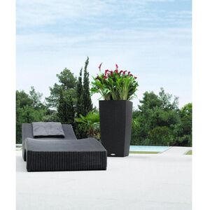 LECHUZA Cubico Cottage 30 Επιδαπέδια Γλάστρα 29.5x29.5x56.5cm Αυτοποτιζόμενη με Δοχείο Φύτευσης Ανθρακί Γερμανίας