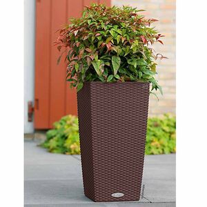 LECHUZA Cubico Cottage 30 Επιδαπέδια Γλάστρα 29.5x29.5x56.5cm Αυτοποτιζόμενη με Δοχείο Φύτευσης Μόκα Γερμανίας