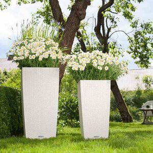 LECHUZA Cubico Cottage 40 Επιδαπέδια Γλάστρα 39.5x39.5x75.5cm Αυτοποτιζόμενη με Δοχείο Φύτευσης Λευκή Γερμανίας