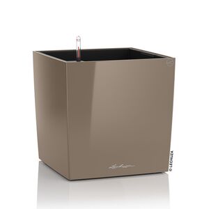 LECHUZA Cube Premium 50 Επιδαπέδια Γλάστρα 49x49x49.5cm Αυτοποτιζόμενη με Δοχείο Φύτευσης Γκρι-Καφέ Γυαλιστερή Γερμάνιας