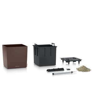 LECHUZA Cube Premium 30 Επιδαπέδια Γλάστρα 29.5x29.5x30cm Αυτοποτιζόμενη με Δοχείο Φύτευσης Καφέ Espresso Γερμάνιας
