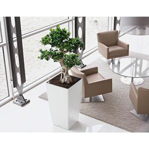 LECHUZA CUBICO 40 Επιτραπέζια Γλάστρα 39.5x39.5x75.5cm Αυτοποτιζόμενη με Δοχείο Φύτευσης Λευκή Γερμανίας