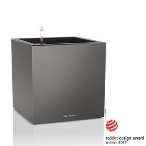 LECHUZA Canto 40 Premium Κύβος Επιδαπέδια Γλάστρα 40x40x40cm Αυτοποτιζόμενη με Δοχείο Φύτευσης Ανθρακί Γυαλιστερό Γερμανίας Reddot Award Winner 2017