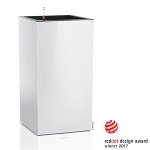 LECHUZA Canto 40 Tower Επιδαπέδια Γλάστρα 40x40x76cm Αυτοποτιζόμενη με Δοχείο Φύτευσης Λευκή Γυαλιστερή Γερμανίας Reddot Award Winner 2017