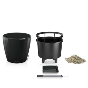 LECHUZA Classico 21 LS Επιτραπέζια Γλάστρα Ø22x20cm Αυτοποτιζόμενη με Δοχείο Φύτευσης Μαύρη Γυαλιστερή Γερμανίας