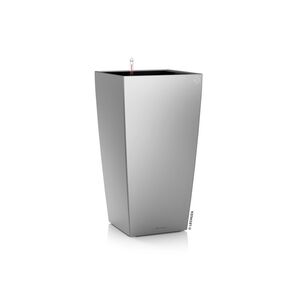 LECHUZA CUBICO 22 Επιτραπέζια Γλάστρα 22x22x41cm Αυτοποτιζόμενη με Δοχείο Φύτευσης Ασημί Γερμανίας