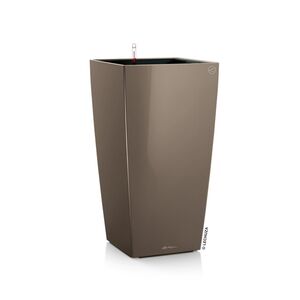 LECHUZA CUBICO 30 Premium Επιδαπέδια Γλάστρα 29.5x29.x56.5cm Αυτοποτιζόμενη με Δοχείο Φύτευσης Γκρι-Καφέ Γυαλιστερή Γερμανίας