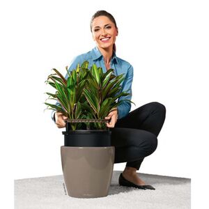 LECHUZA Classico 43 LS Premium Επιδαπέδια Γλάστρα Ø43.5x39.5cm Αυτοποτιζόμενη με Δοχείο Φύτευσης Γκρι-Καφέ Γυαλιστερή Γερμανίας
