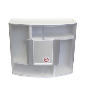 Ερμάριο/Ντουλάπι Έπιπλο Μπάνιου με Καθρέπτη 360ᵒ  38.5x17x33cm 2 Πόρτες-5 Αποθηκευτικοί Χώροι Βάρος 1.97kg Διάφανο-Λευκό