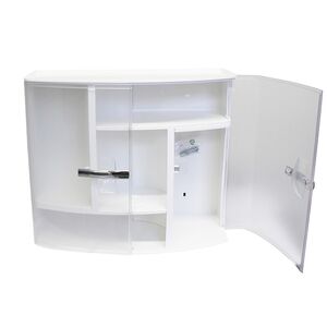 Φαρμακείο/Ερμάριο-Ντουλάπι Μπάνιου 38.5x17x33cm 2 Πόρτες-5 Αποθηκευτικοί Χώροι Βάρος 1.65kg Λευκό Διάφανο