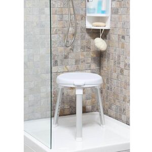 Κάθισμα-Σκαμπό Μπάνιου Περιστρεφόμενο 360ᵒ Ø33x43cm με Ρυθμιζόμενο Ύψος 2.3kg Αλουμινίου-Πλαστικό Λευκό