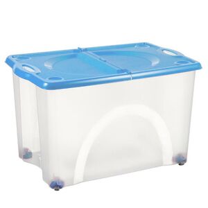 BAMA Ιταλίας Κουτί Αποθήκευσης 59x39x36cm 54lt με Περιστρεφόμενες Ρόδες 360ᵒ Πλαστικό Διάφανο-Μπλε CONTENITORE ROTOBOX