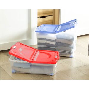 BAMA ITALY Κουτί Αποθήκευσης 59x39x18cm 27lt με Περιστρεφόμενες Ρόδες 360ᵒ Πλαστικό Διάφανο-Κόκκινο CONTENITORE ROTOBOX