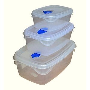 BAMA Ιταλίας Φαγητοδοχείο Τάπερ Ορθογώνιο Σετ 3 Τεμαχίων με Βαλβίδα