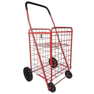 Καρότσι Λαϊκής Μεταλλικό 60lt 54x47x96cm Πτυσσόμενο 4.1kg Αντοχή Bάρους 35kg με 2+2 Ρόδες Κόκκινο