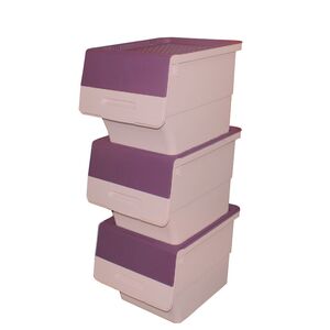 Κουτί Αποθήκευσης Πολυχρηστικό Τριπλό 36lt 26x31x71cm Πλαστικό Με Ρόδες 2.41kg Μωβ-Ροζ Παλ