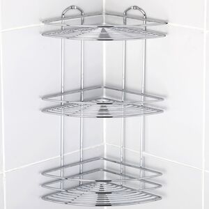 TEKNO-TEL Γωνιακή Ραφιέρα Μπάνιου INOX (Ανοξείδωτο Ατσάλι) 3όροφη 27x19x46cm Βάρος 1.20kg Πάχος Ø5mm