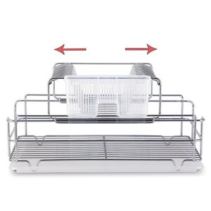 TEKNO-TEL Πιατοθήκη Στεγνωτήριο Αποσπώμενο-Συρόμενο Επιχρωμιωμένο Ατσάλι 48x33x25cm 2όροφο Βάρος 2.17kg 10 Θέσεις Πιάτων με Θήκη και Δίσκο