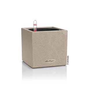 LECHUZA Canto Stone Low 14 Επιτραπέζια Γλάστρα 14x14x13.5cm Αυτοποτιζόμενη με Δοχείο SAND BEIGE Γερμανίας