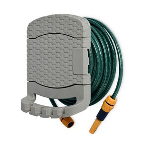 TOOMAX FASHION ITALY Βάση Λάστιχου + Λάστιχο 15 Μέτρα 29x20x37cm Πλαστική με Αποθηκευτικό Χώρο RATTAN STYLE TUBO PLUS Γκρι