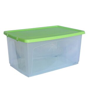 Κουτί Αποθήκευσης 59x40x30cm Πλαστικό 52lt Βάρος 1.25kg με 4 Ρόδες Διάφανο με Λαχανί Καπάκι Ελλάδας