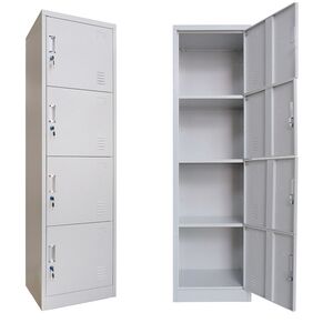 STEELEN Μεταλλική Ντουλάπα-Φοριαμός (Locker) 50x45x180cm 4 Ντουλάπια ΧΩΡΙΣ ΠΟΔΙΑ Πάχος 0.4mm 24kg Γκρι Ανοικτό