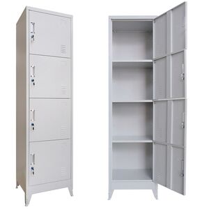 STEELEN Μεταλλική Ντουλάπα-Φοριαμός (Locker) 50x45x190cm 4 Ντουλάπια Πάχος 0.4mm 24kg Γκρι Ανοικτό