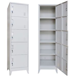 STEELEN Μεταλλική Ντουλάπα-Φοριαμός (Locker) 50x45x190cm 5 Ντουλάπια Πάχος 0.4mm 25kg Γκρι Ανοικτό