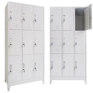 STEELEN Μεταλλική Ντουλάπα - Φοριαμός (Locker) 90x45x195cm 9 Ντουλάπια Πάχος 0.4mm με Ρυθμιζόμενα Πόδια 50kg Γκρι Ανοιχτό