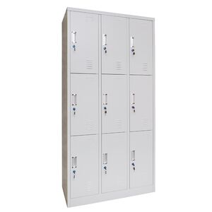 STEELEN Μεταλλική Ντουλάπα - Φοριαμός (Locker) 90x45x185cm 9 Ντουλάπια ΧΩΡΙΣ ΠΟΔΙΑ Πάχος 0.4mm 50kg Γκρι Ανοιχτό