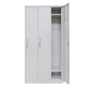 STEELEN Μεταλλική Ντουλάπα - Φοριαμός (Locker) 90x45x185cm 3φυλλη 51kg Ανοικτό Γκρι ΧΩΡΙΣ ΠΟΔΙΑ Πάχος 0.4mm