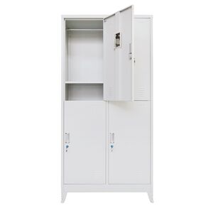 STEELEN Μεταλλική Ντουλάπα - Φοριαμός (Locker) 90x45x190cm 4 Θέσεων Πάχος 0.4mm με Ρυθμιζόμενα Πόδια 46kg Γκρι Ανοιχτό