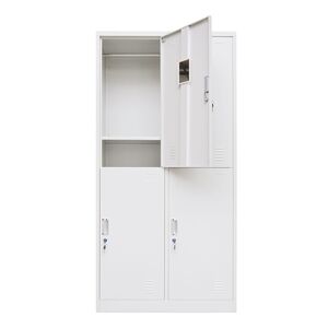 STEELEN Μεταλλική Ντουλάπα - Φοριαμός (Locker) 90x45x180cm 4 Θέσεων ΧΩΡΙΣ ΠΟΔΙΑ Πάχος 0.4mm 46kg Γκρι Ανοιχτό