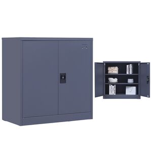 STEELEN Μεταλλική Ντουλάπα 90x45x91cm Πάχους 0.6mm/0.8mm (πάτωμα) Γαλβανιζέ με 2 Ράφια - 3 Αποθηκευτικοί Χώροι ΧΩΡΙΣ ΠΟΔΙΑ Ανθρακί Ματ