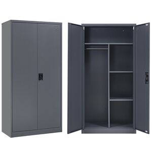 STEELEN Metal Wardrobe 70x40x171cm Thickness 0.6mm/0.8mm (floor) Galvanized with Partition - 5 Storage Spaces Anthracite Matt WITHOUT LEGS
